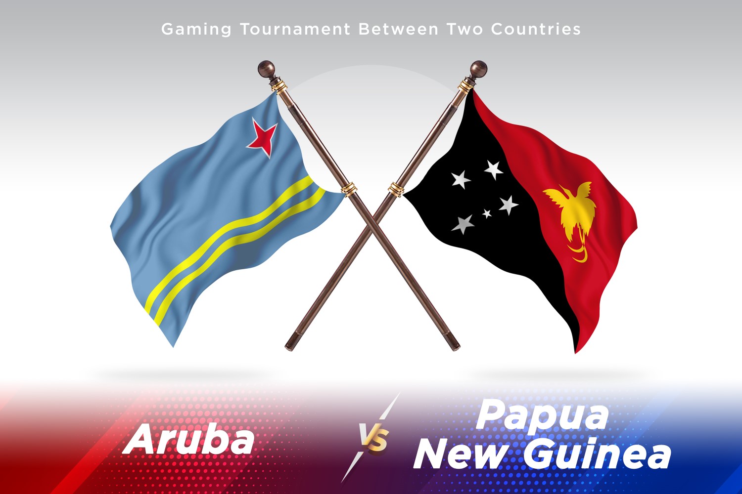 Aruba versus Papua New Guinea Two Flags