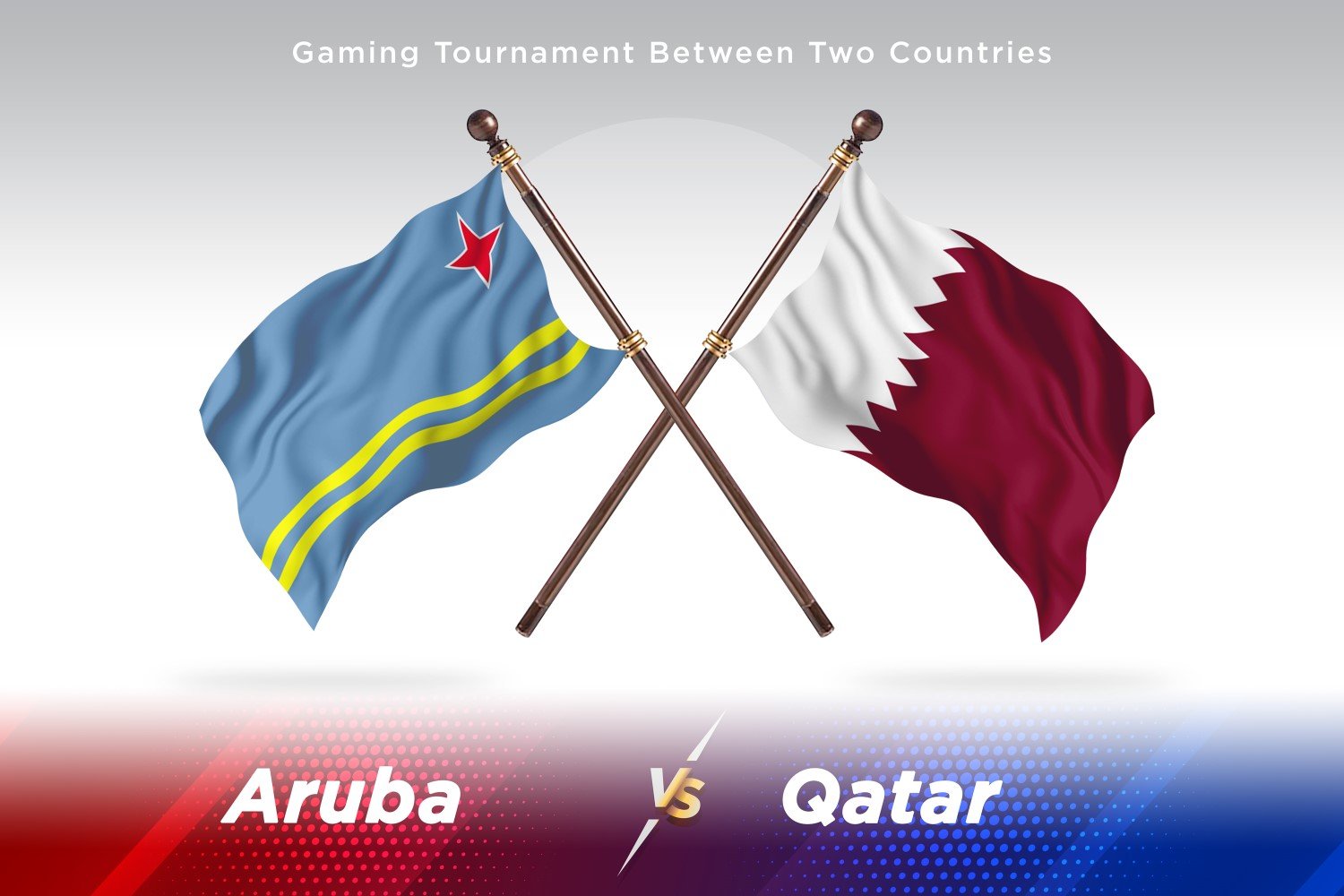 Aruba versus Qatar Two Flags