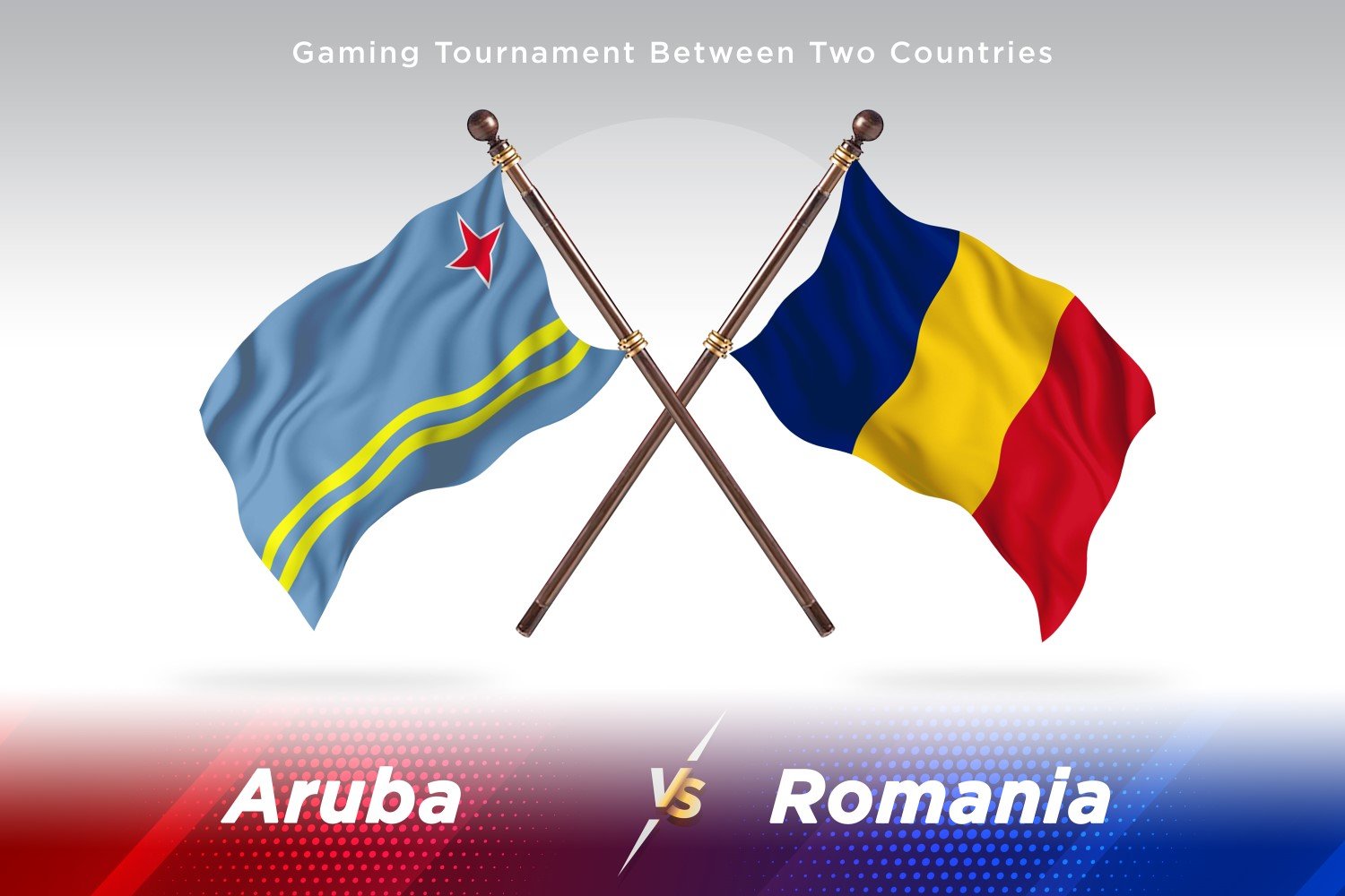 Aruba versus Romania Two Flags