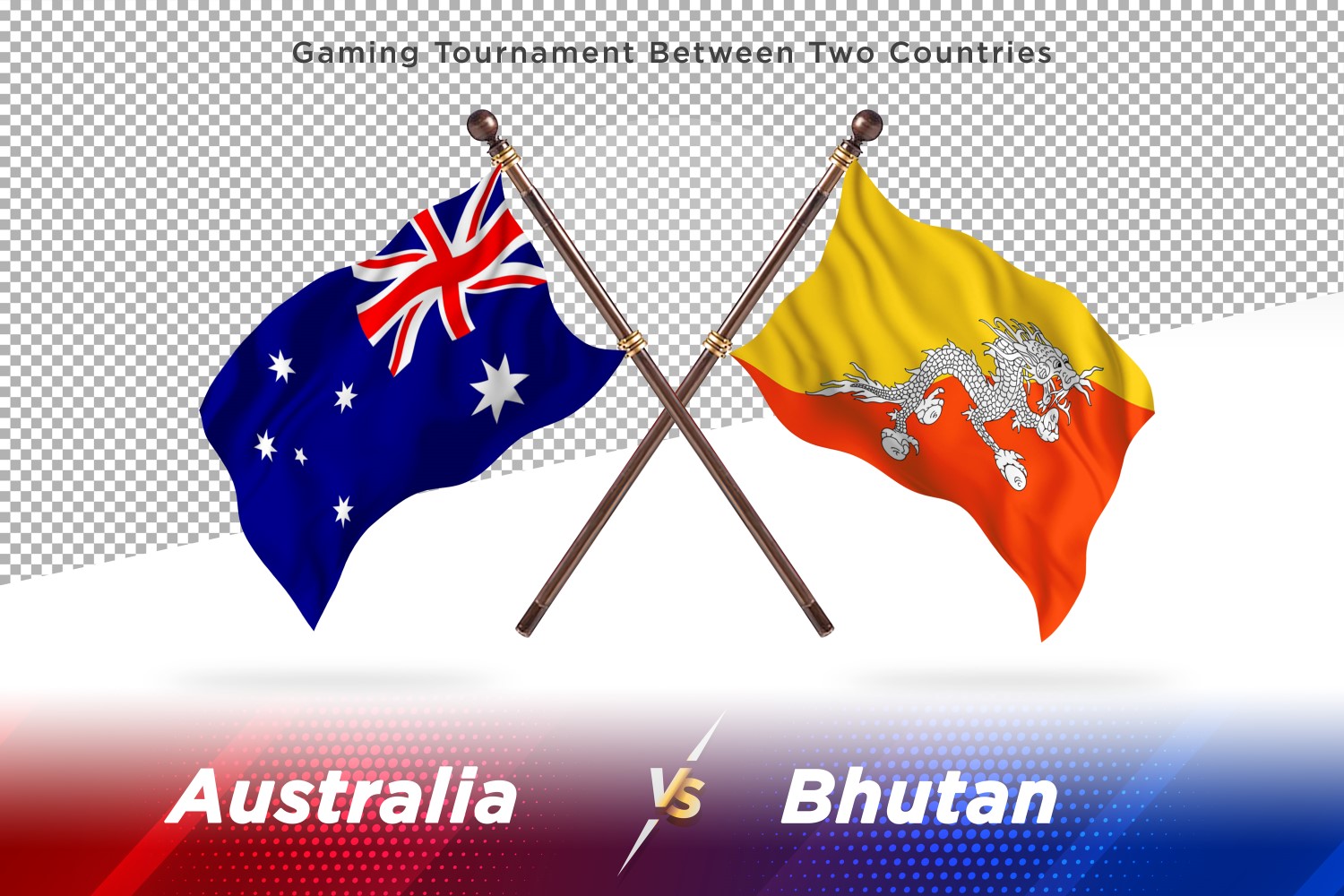 Australia versus Bhutan Two Flags