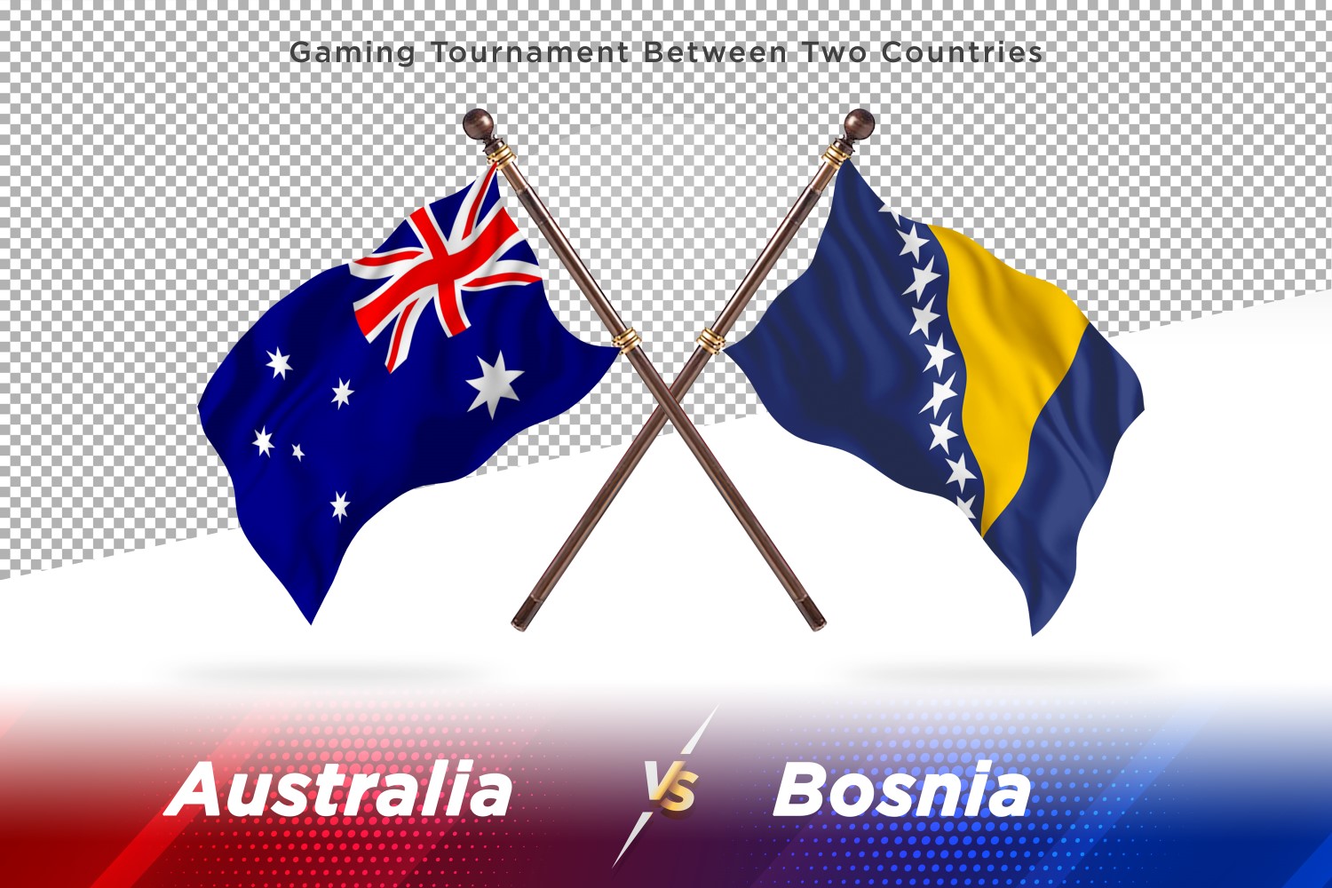 Australia versus Bosnia and Herzegovina Two Flags