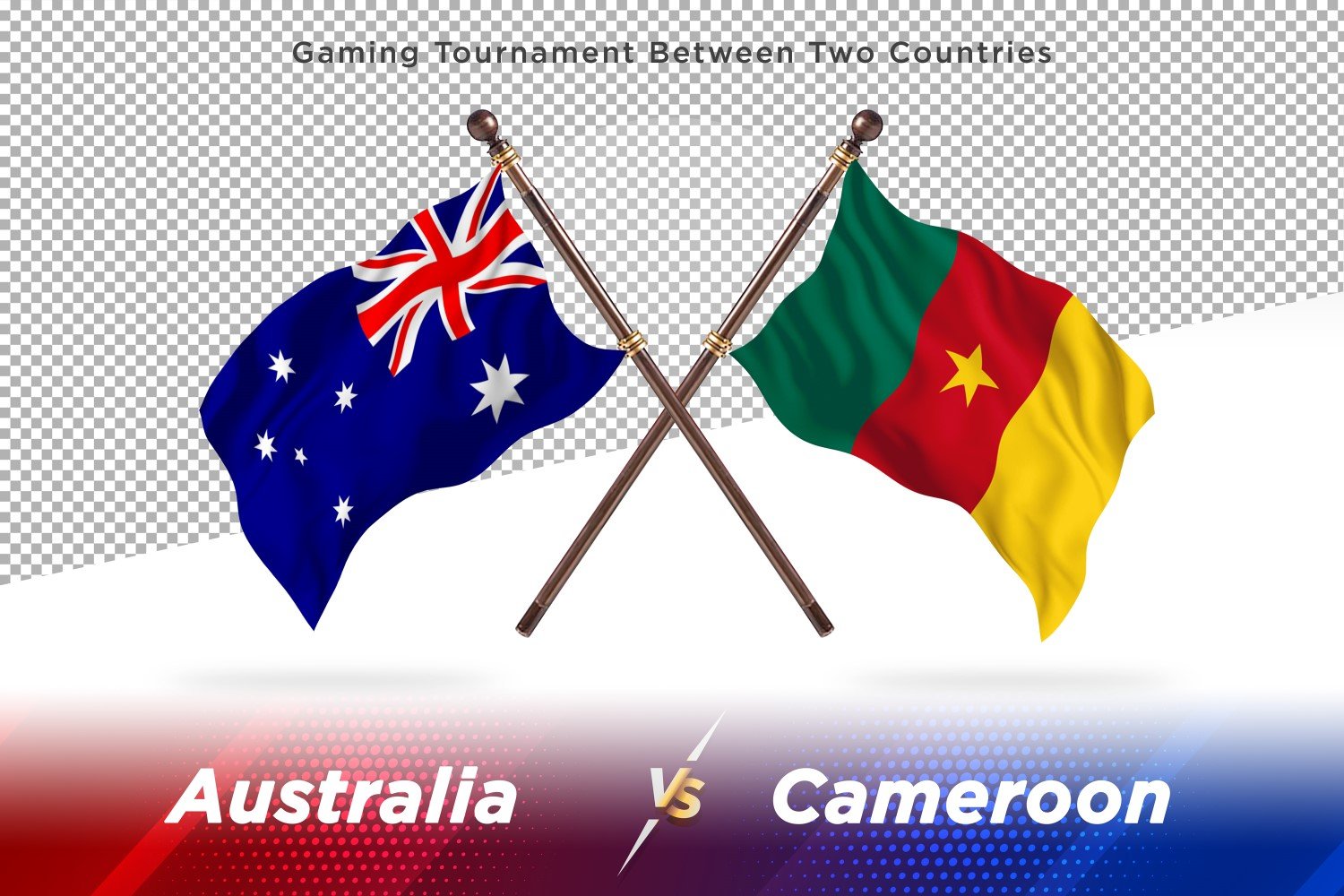 Australia versus Cameroon Two Flags