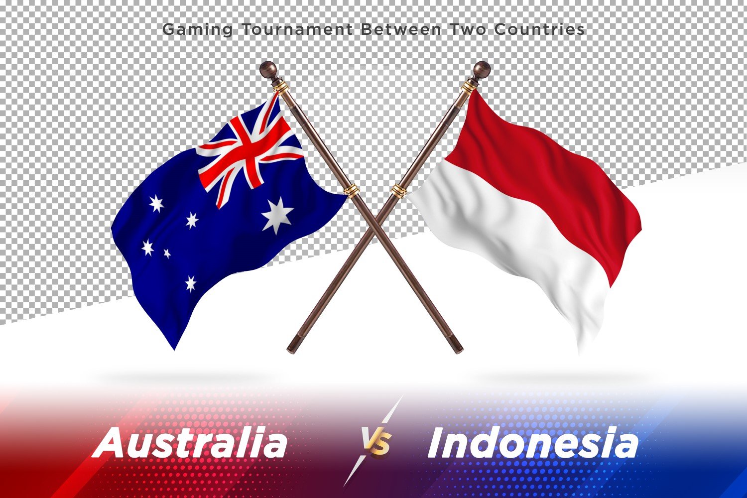 Australia versus Indonesia Two Flags