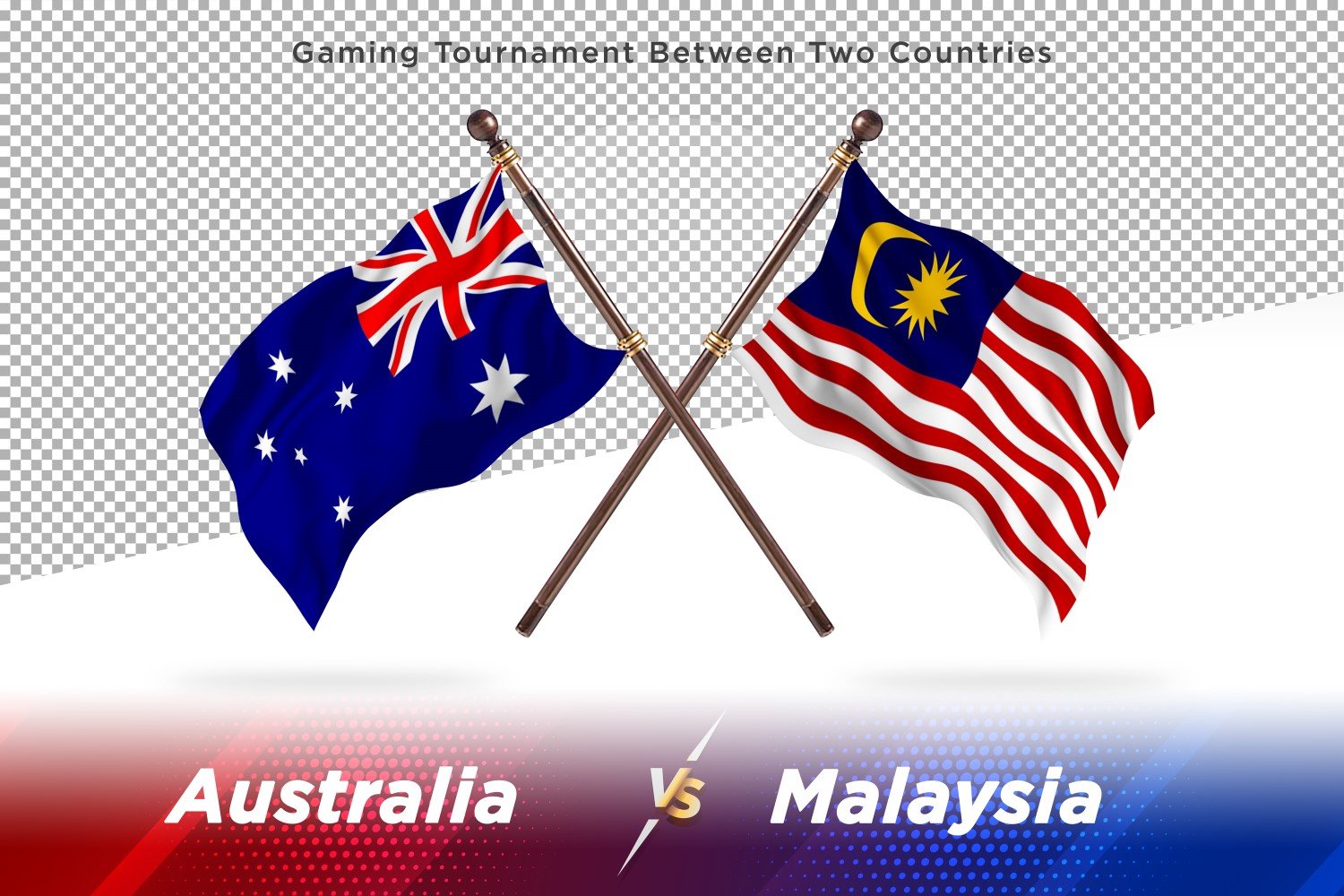 Australia versus Malaysia Two Flags