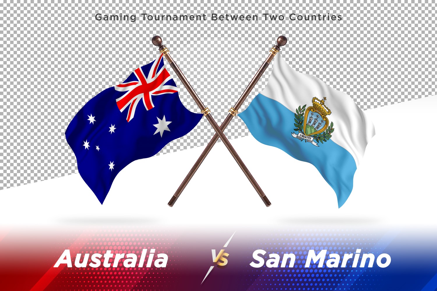 Australia versus san Marino Two Flags