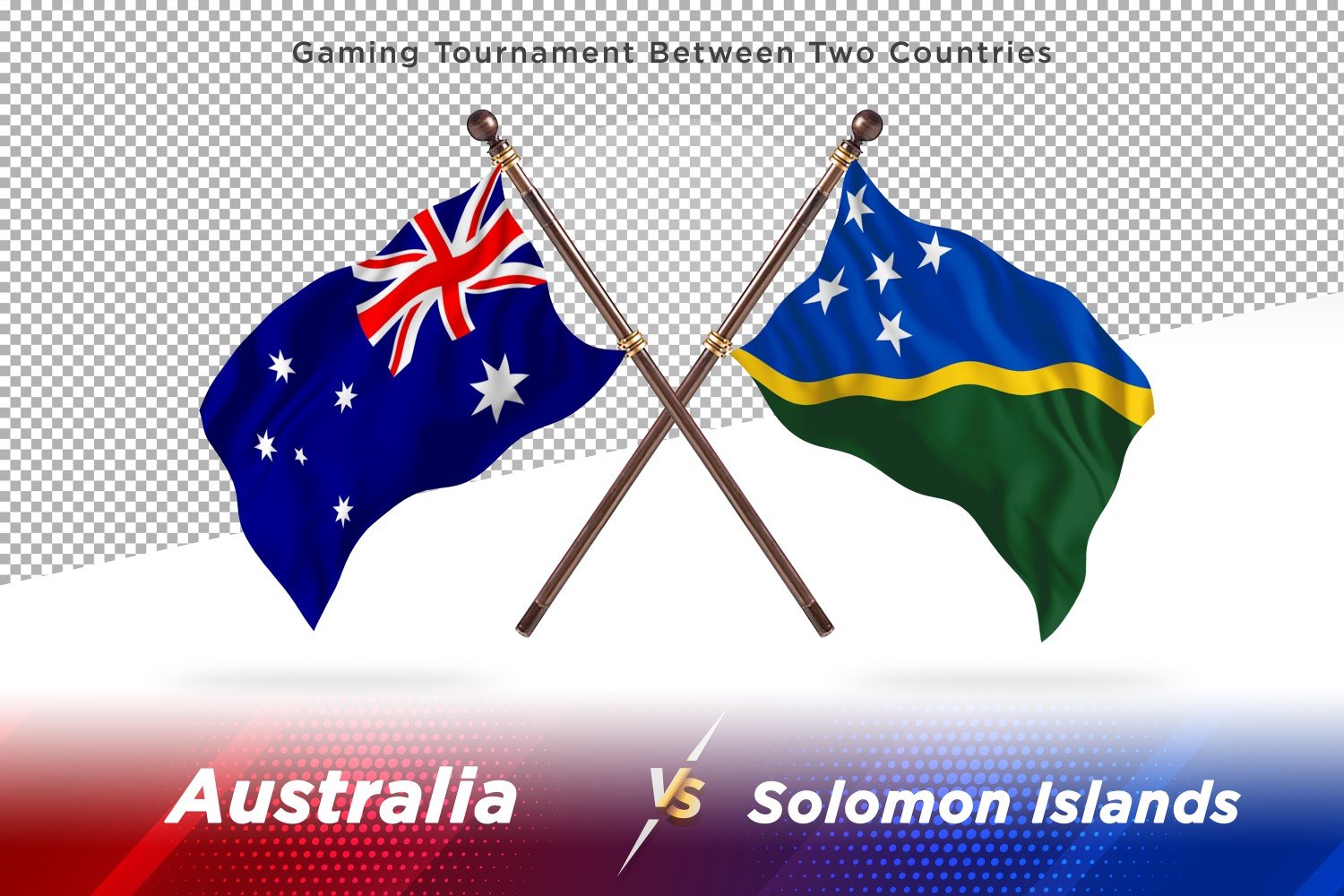 Australia versus Solomon islands Two Flags