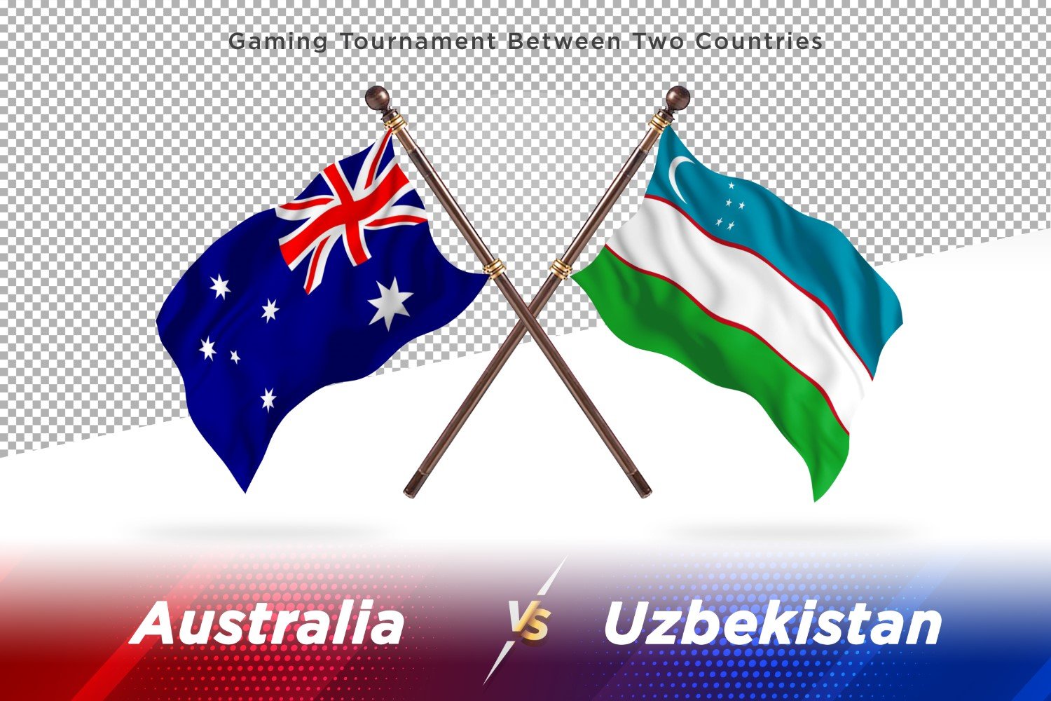 Australia versus Uzbekistan Two Flags