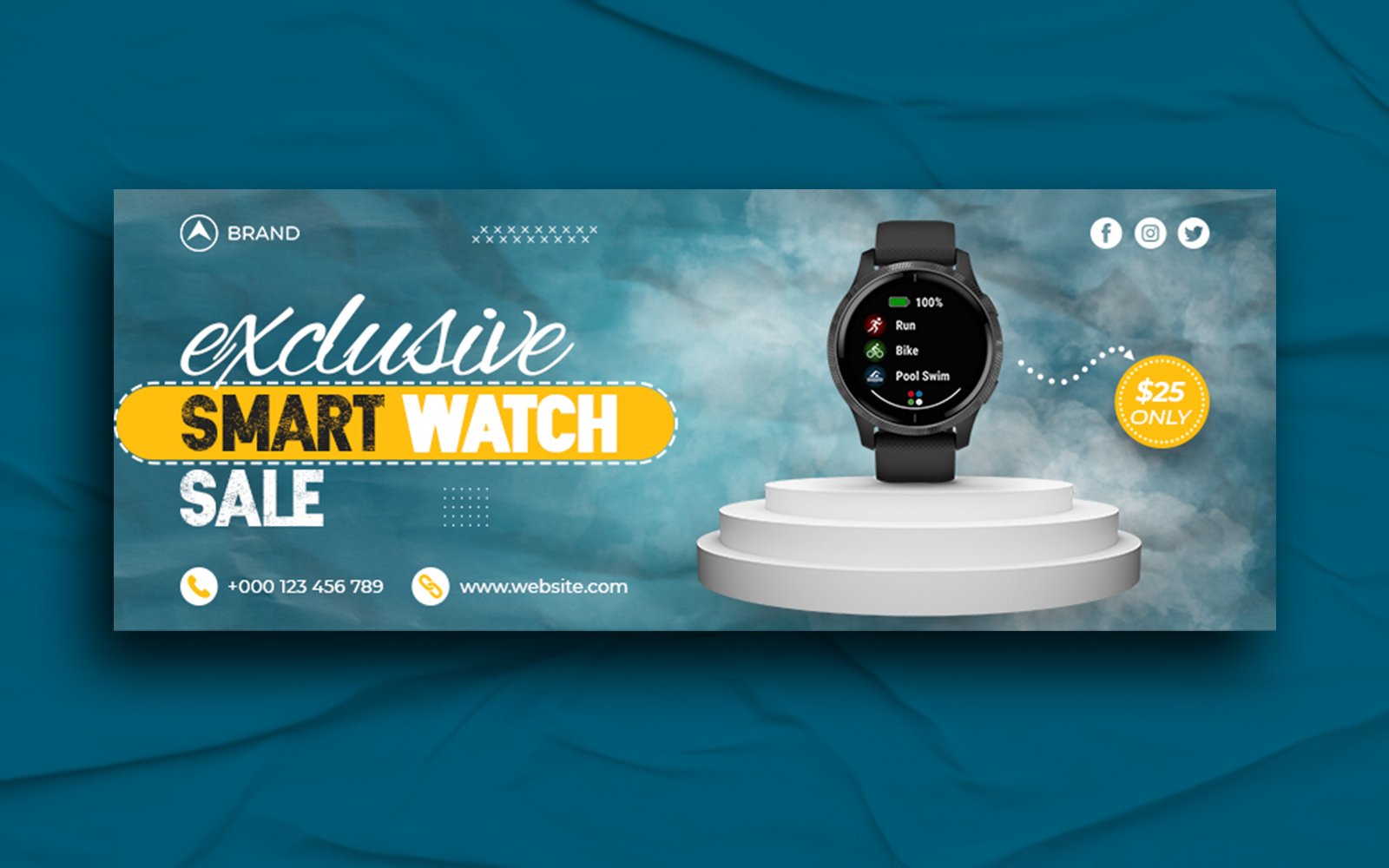 SmartWatch Sale Facebook Cover or Web Banner design template