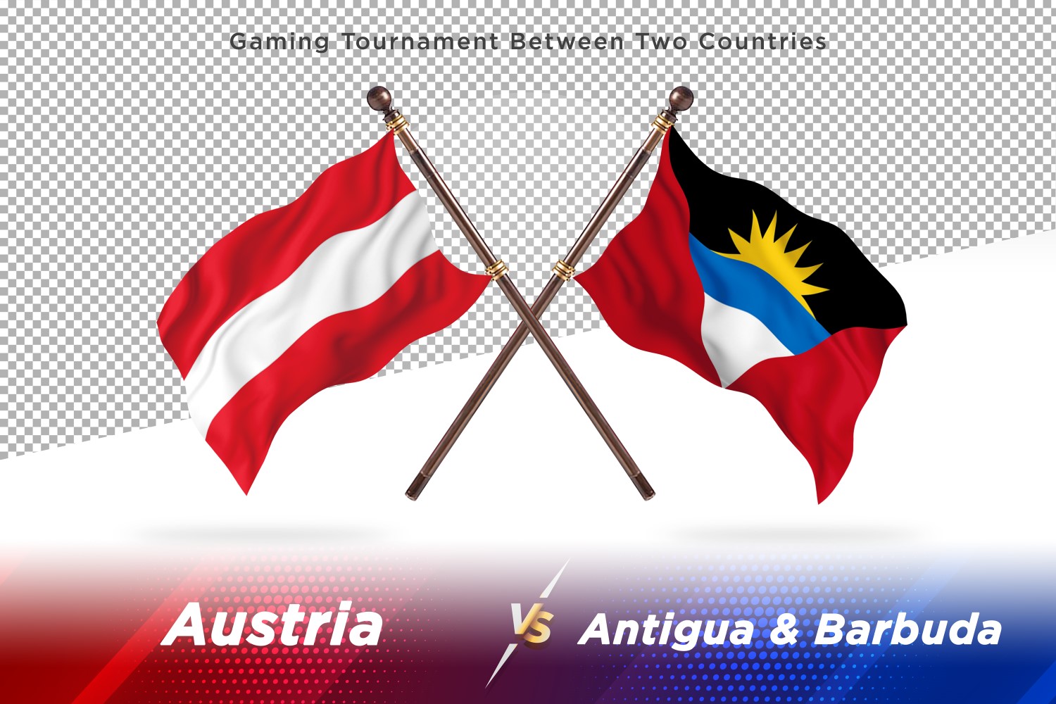 Austria versus Antigua and Barbuda Two Flags