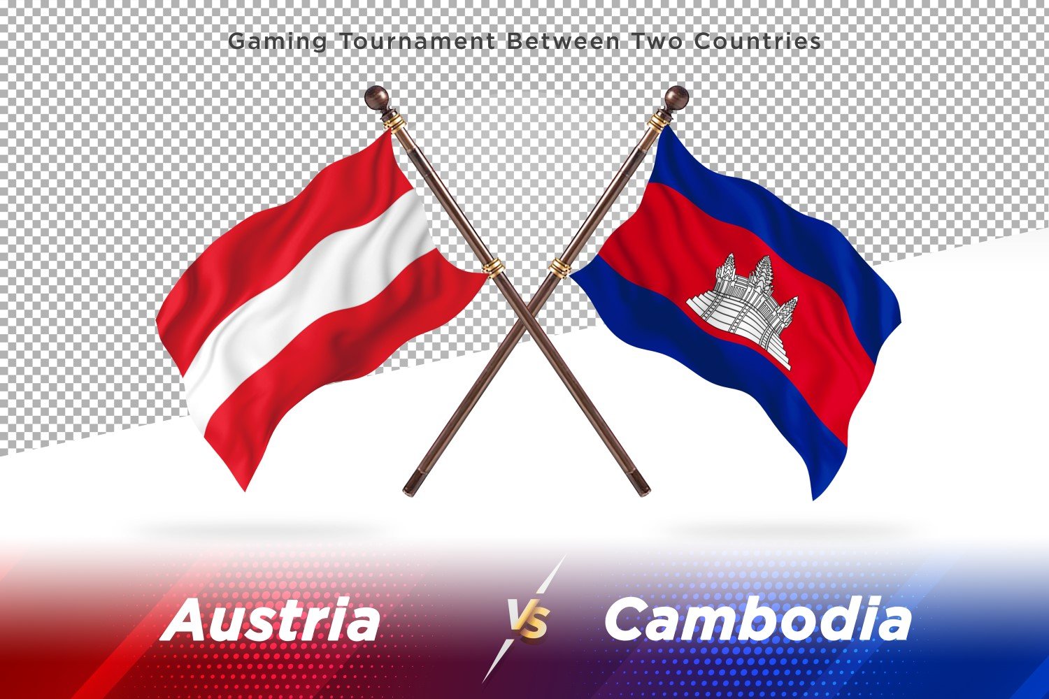 Austria versus Cambodia Two Flags