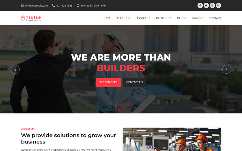 Tralse - Responsive Construction HTML5 Template