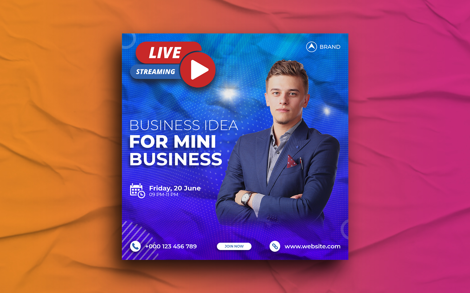 Live streaming workshop social media Instagram post Banner template