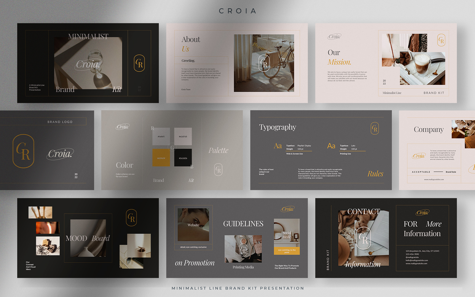 Croía - Gray Sand Minimalist Line Brand Kit Presentation