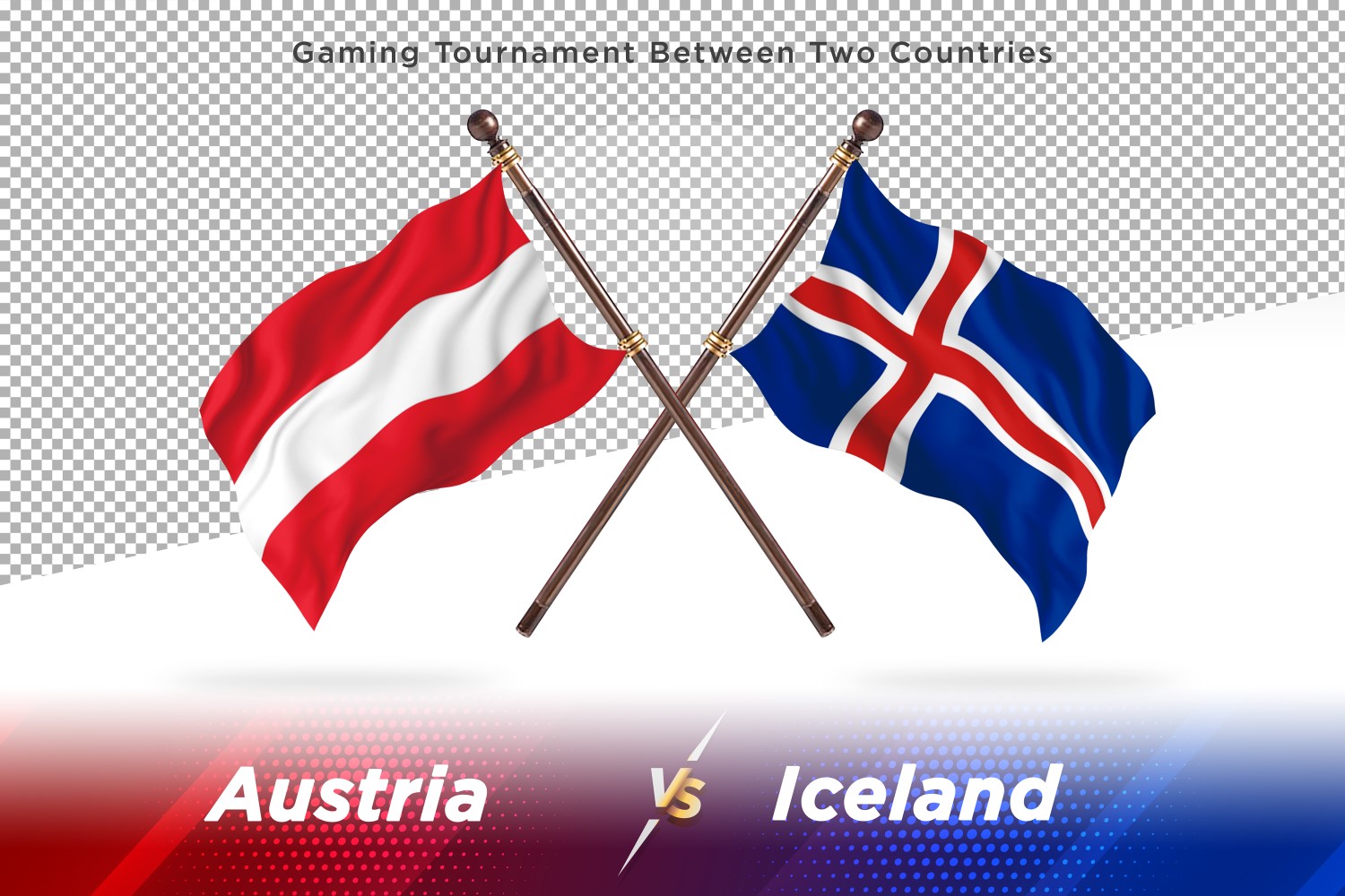 Austria versus Iceland Two Flags