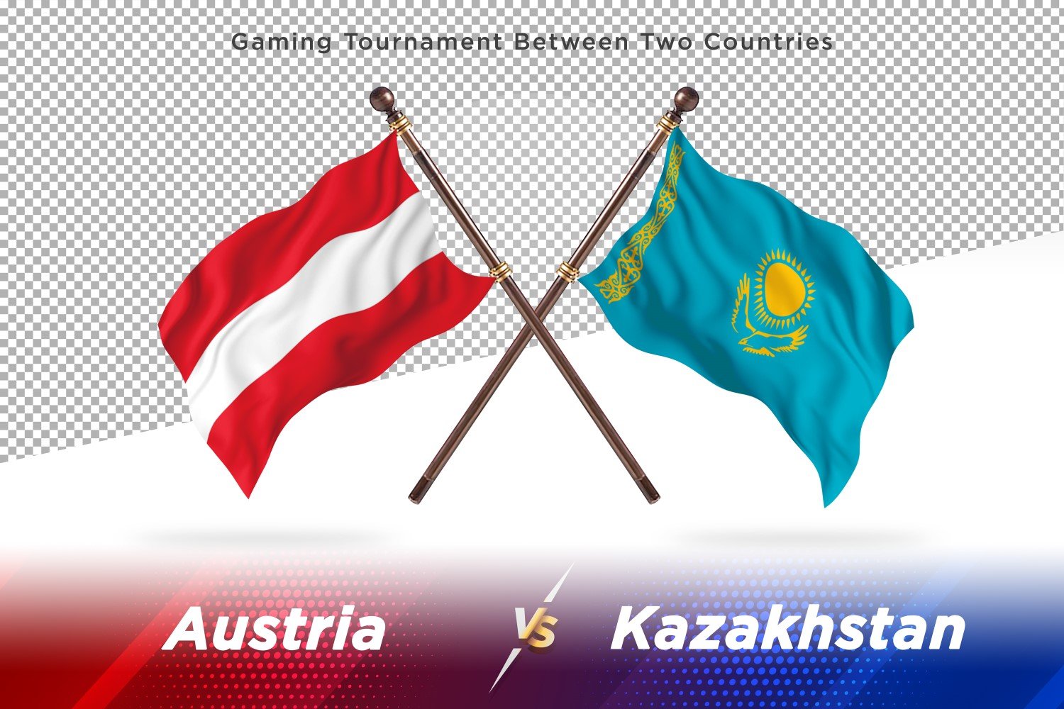 Austria versus Kazakhstan Two Flags