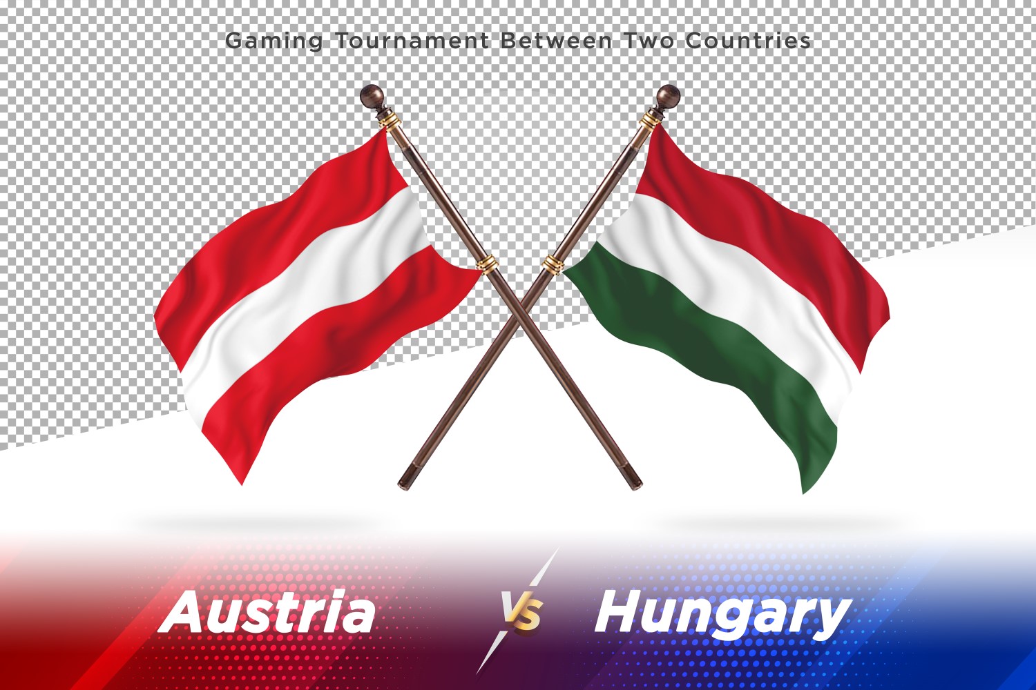 Austria versus Hungary Two Flags