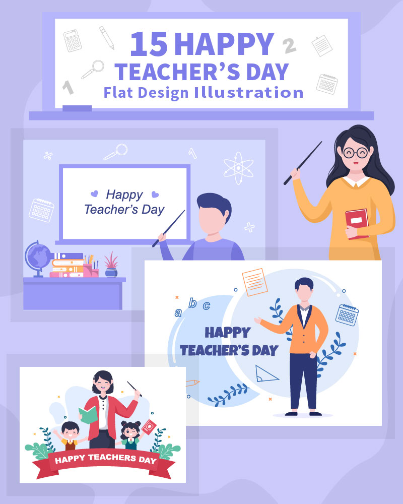 15 Happy Teacher's Day Background Vector Illustration