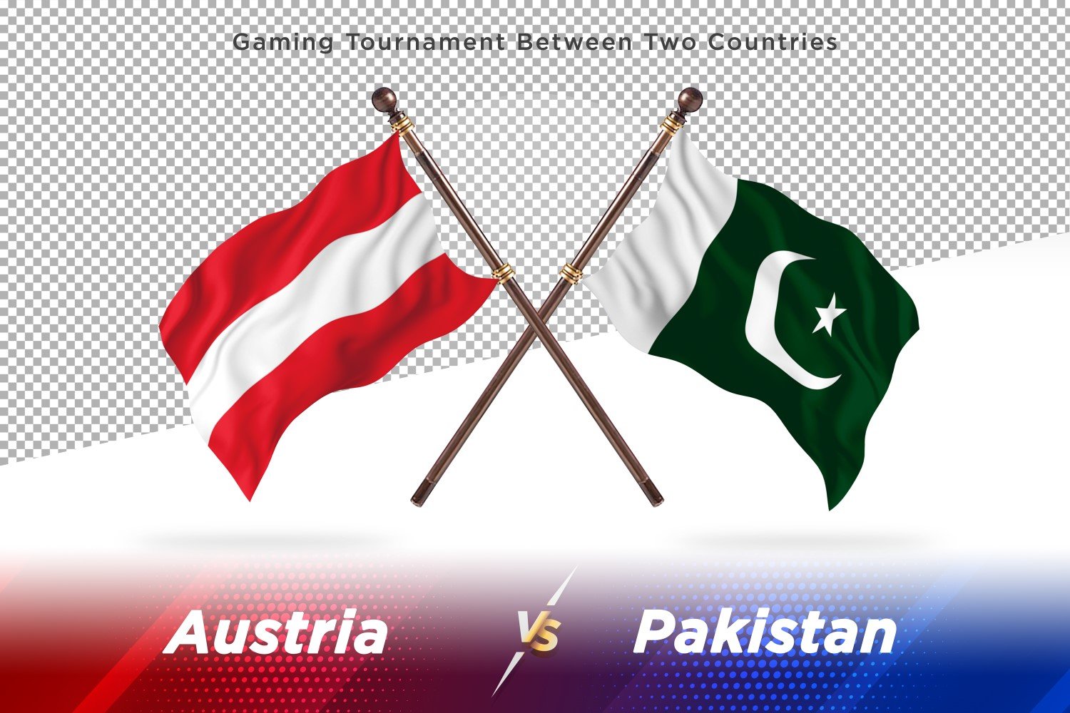 Austria versus Pakistan Two Flags