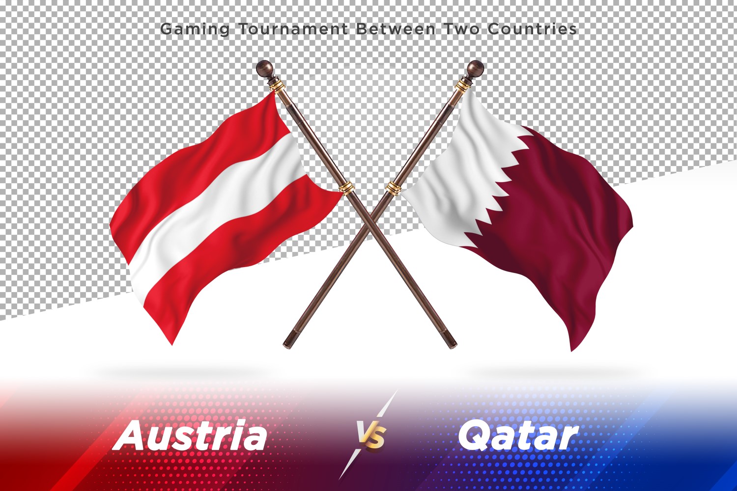 Austria versus Qatar Two Flags