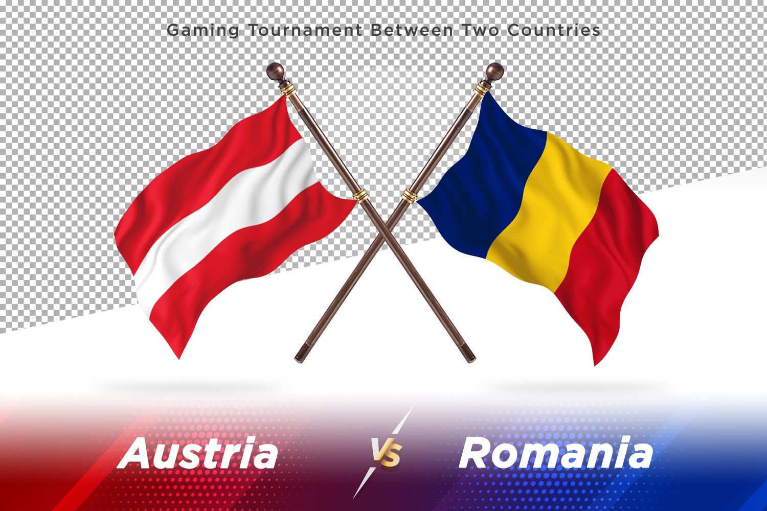 Austria versus Romania Two Flags