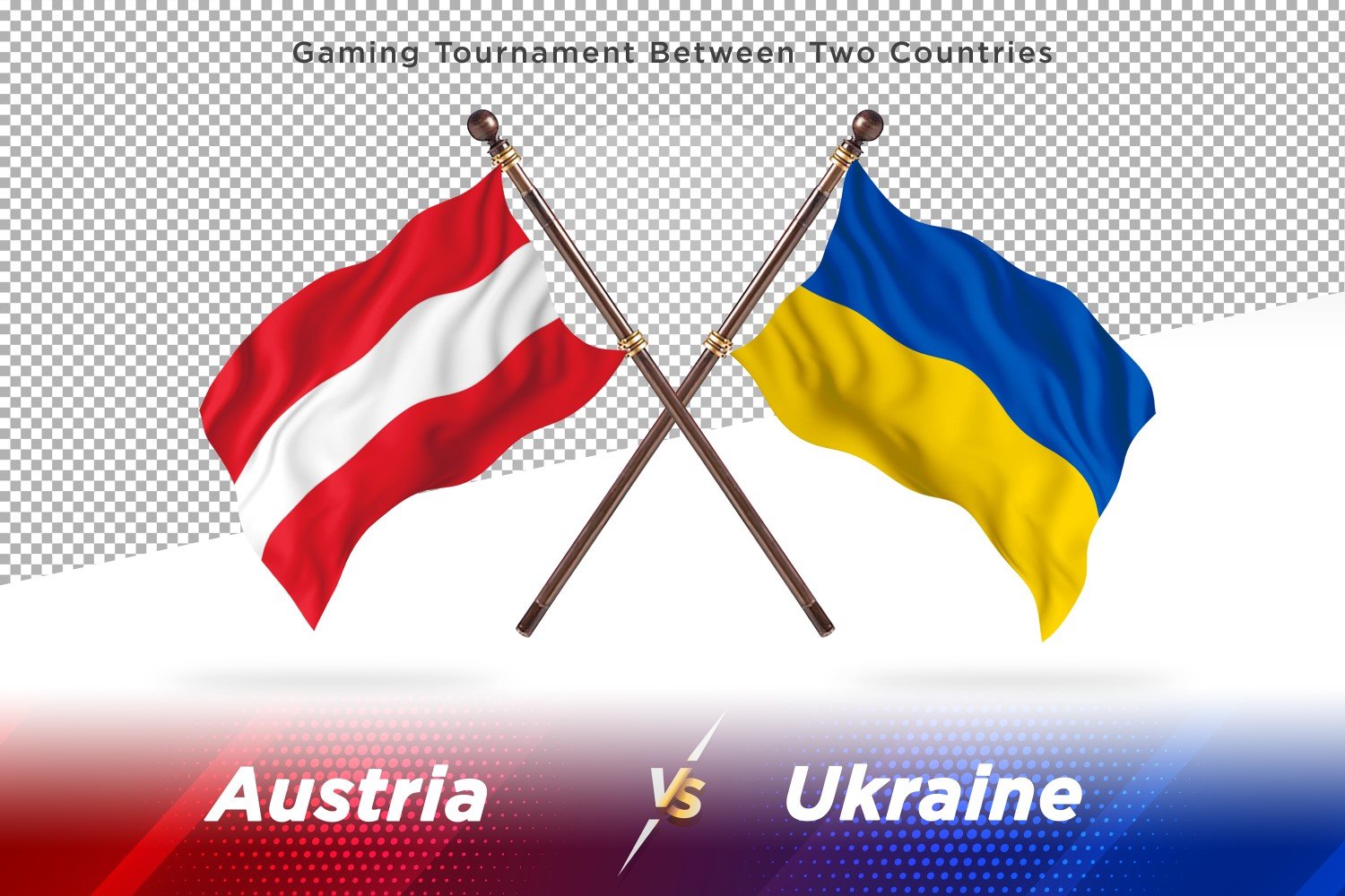 Austria versus Ukraine Two Flags