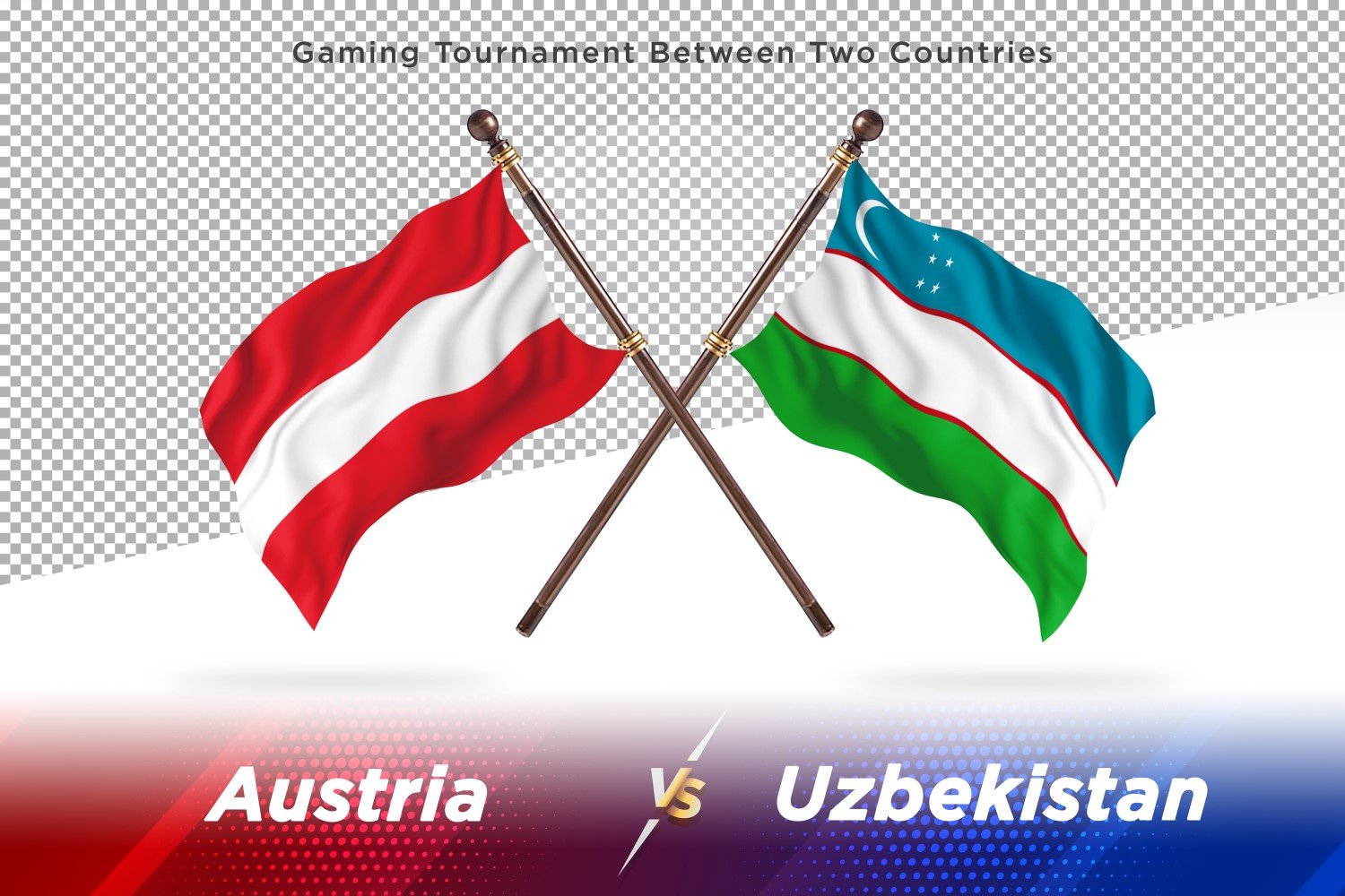 Austria versus Uzbekistan Two Flags