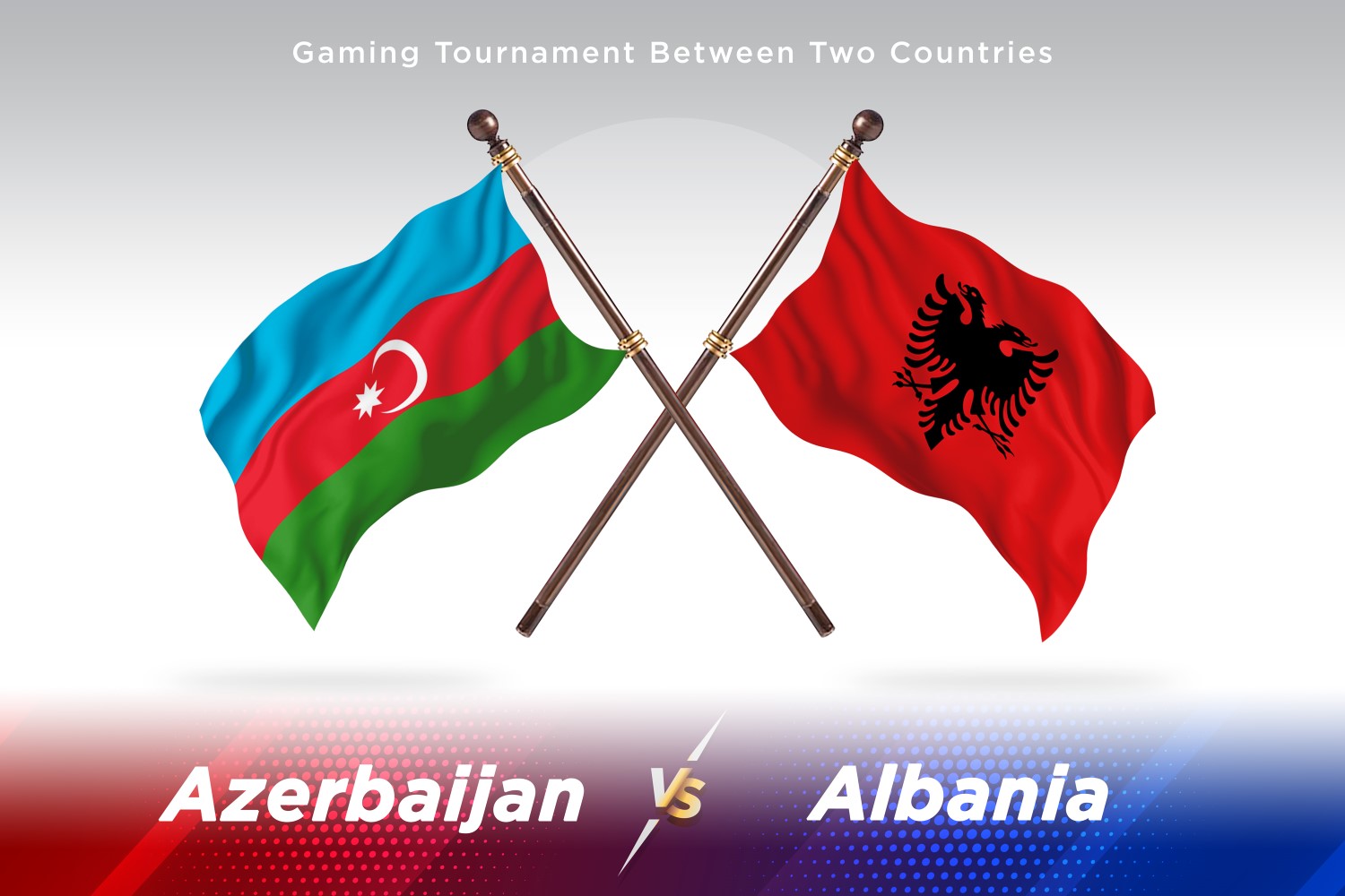 Azerbaijan versus Albania Two Flags