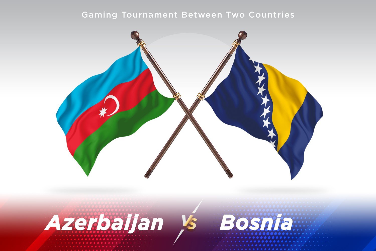 Azerbaijan versus Bosnia and Herzegovina Two Flags