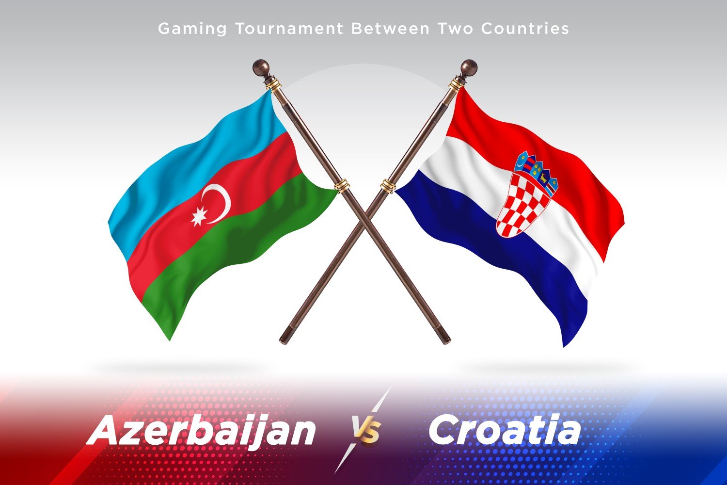 Azerbaijan versus Croatia Two Flags