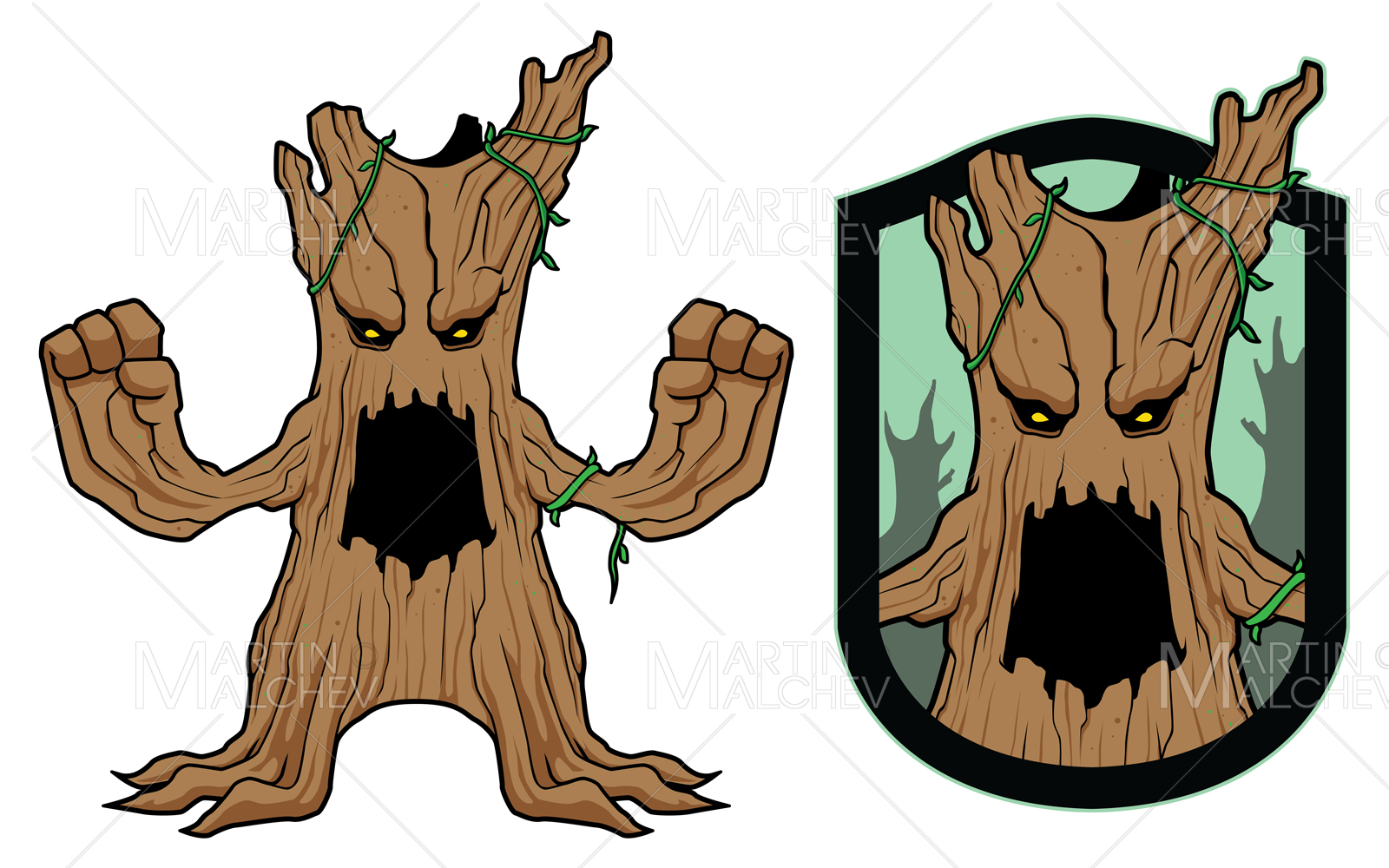 Fantasy Tree on Character Vector Illustration