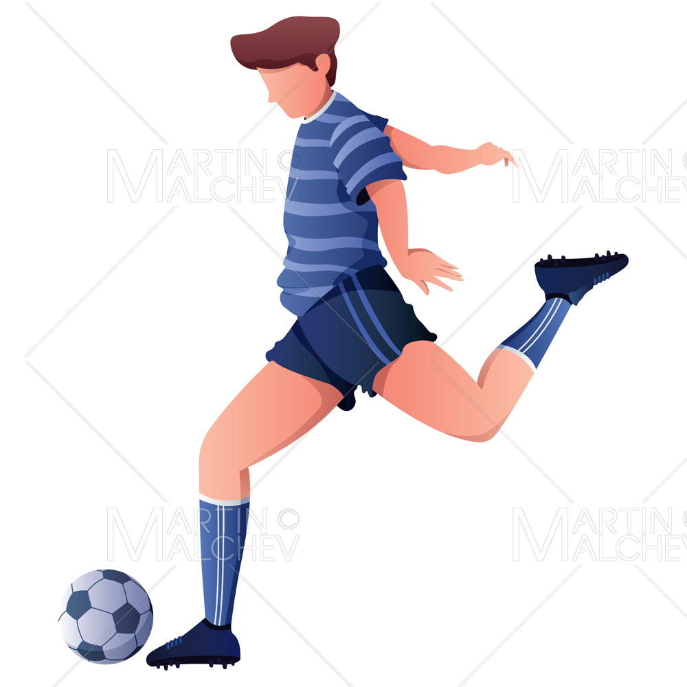 Football Player Kicking Ball Vector Illustration
