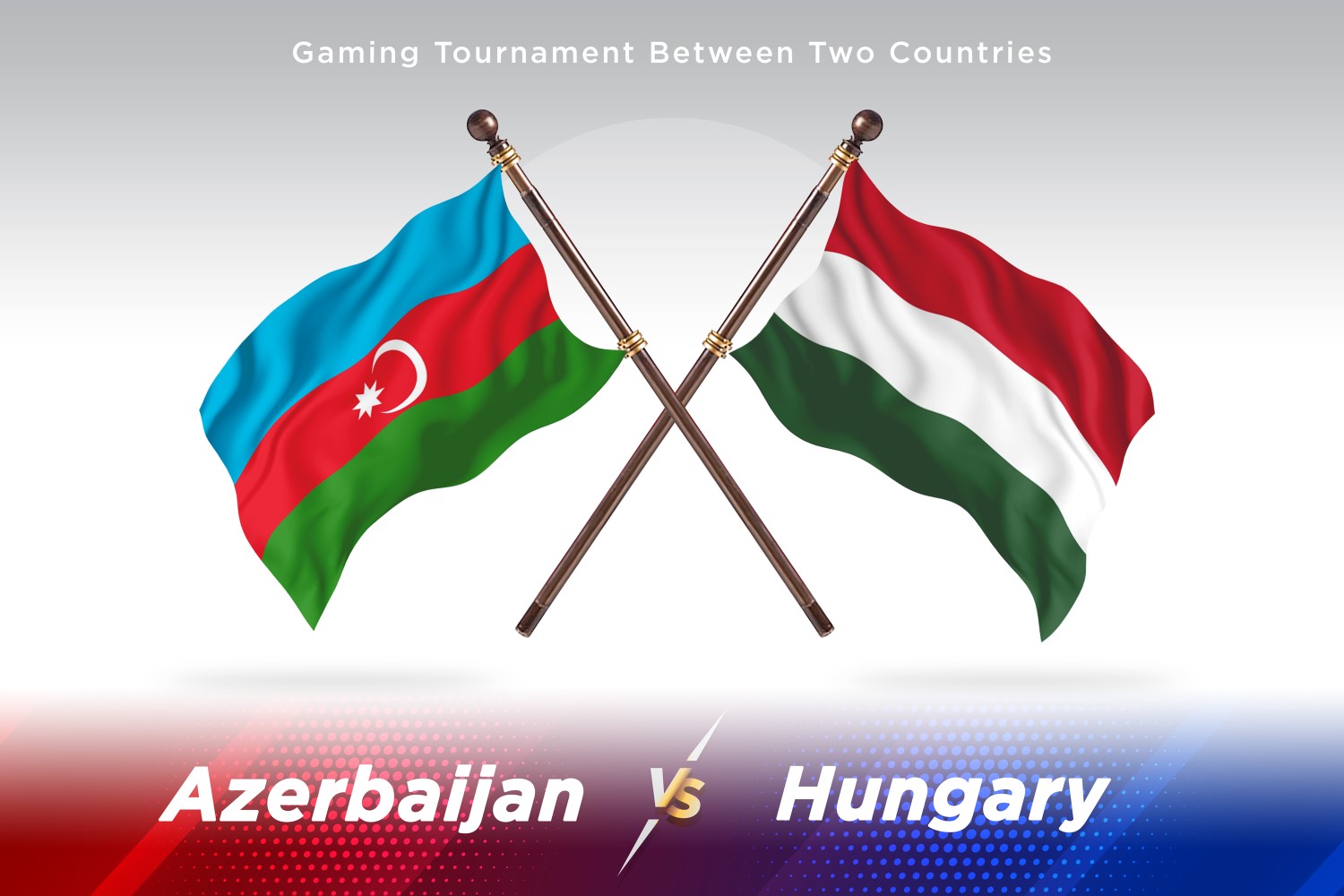 Azerbaijan versus Hungary Two Flags