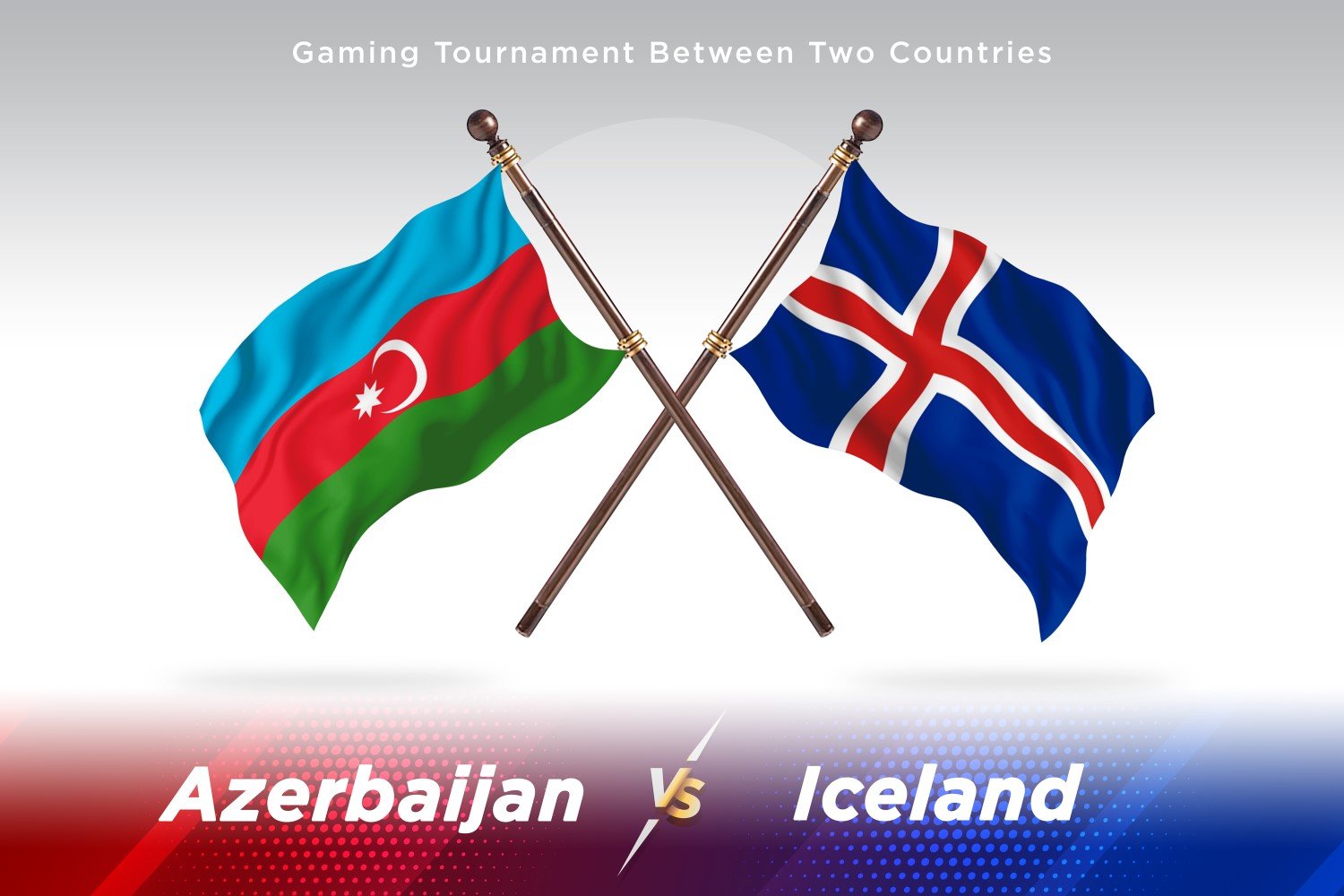 Azerbaijan versus Iceland Two Flags