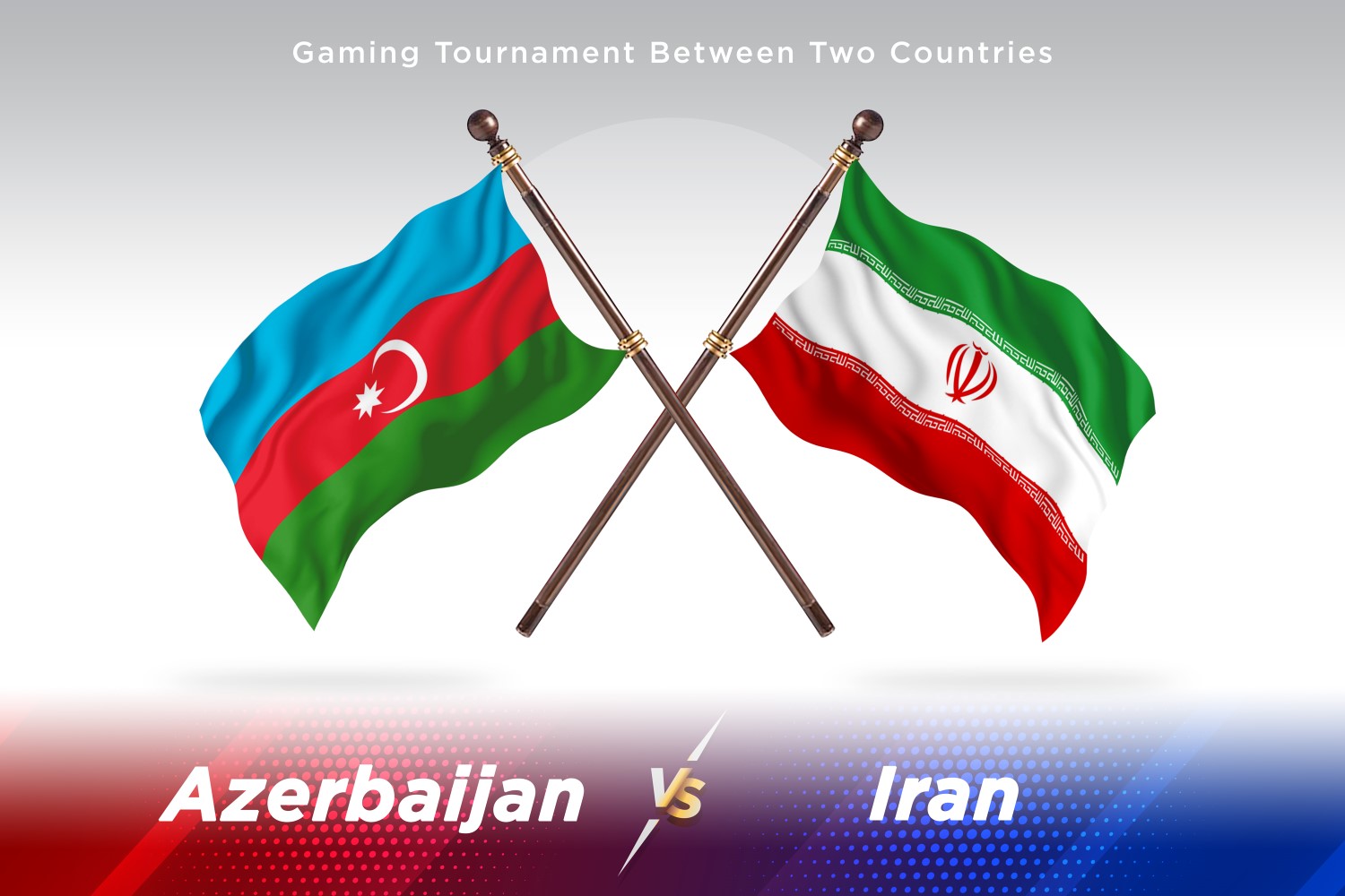 Azerbaijan versus Iran Two Flags