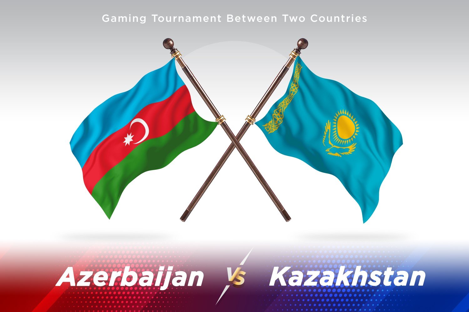 Azerbaijan versus Kazakhstan Two Flags