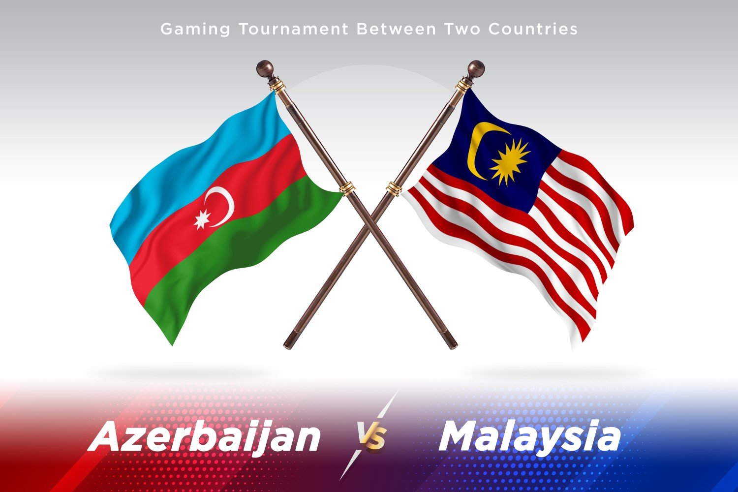 Azerbaijan versus Malaysia Two Flags