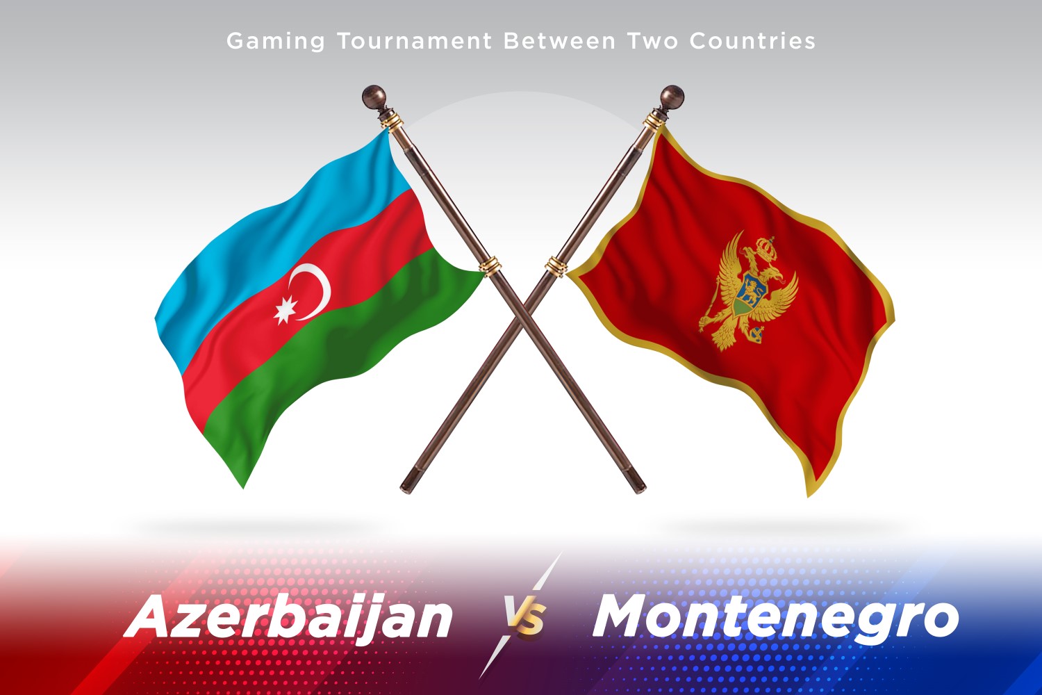 Azerbaijan versus Montenegro Two Flags