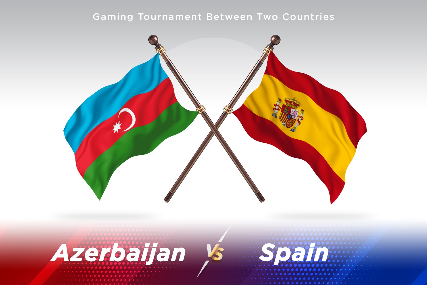 Azerbaijan versus Spain Two Flags