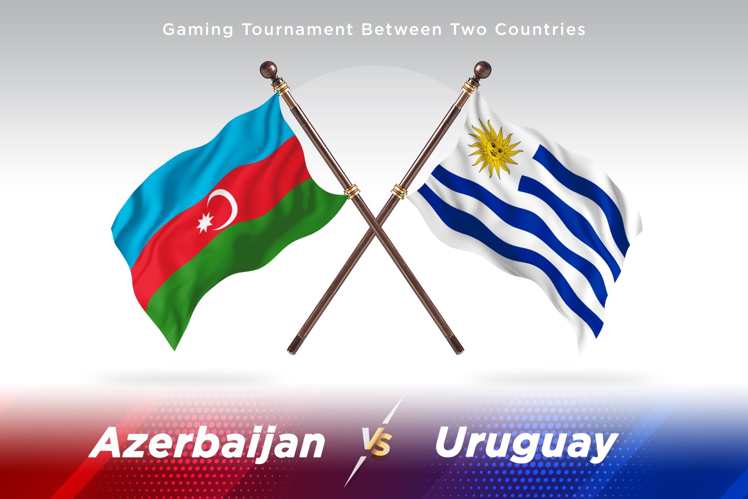 Azerbaijan versus Uruguay Two Flags