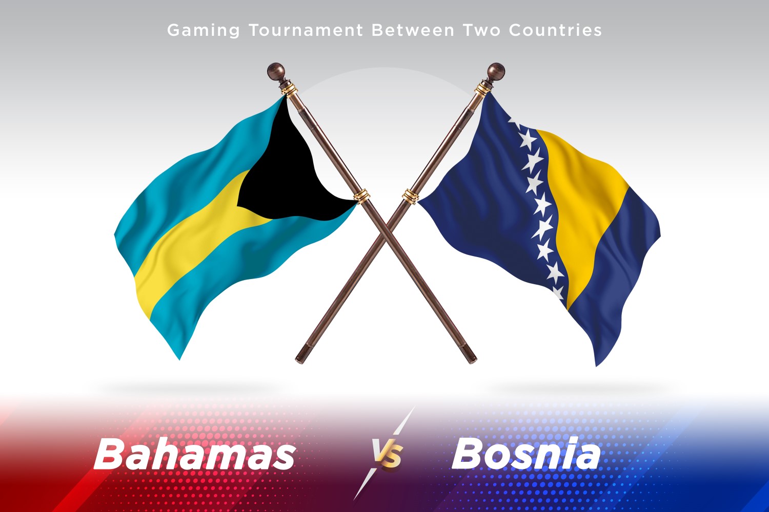 Bahamas versus Bosnia and Herzegovina Two Flags