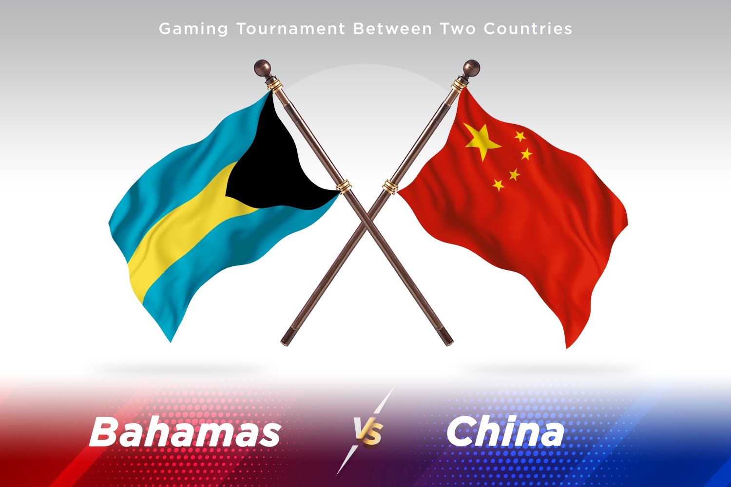 Bahamas versus China Two Flags