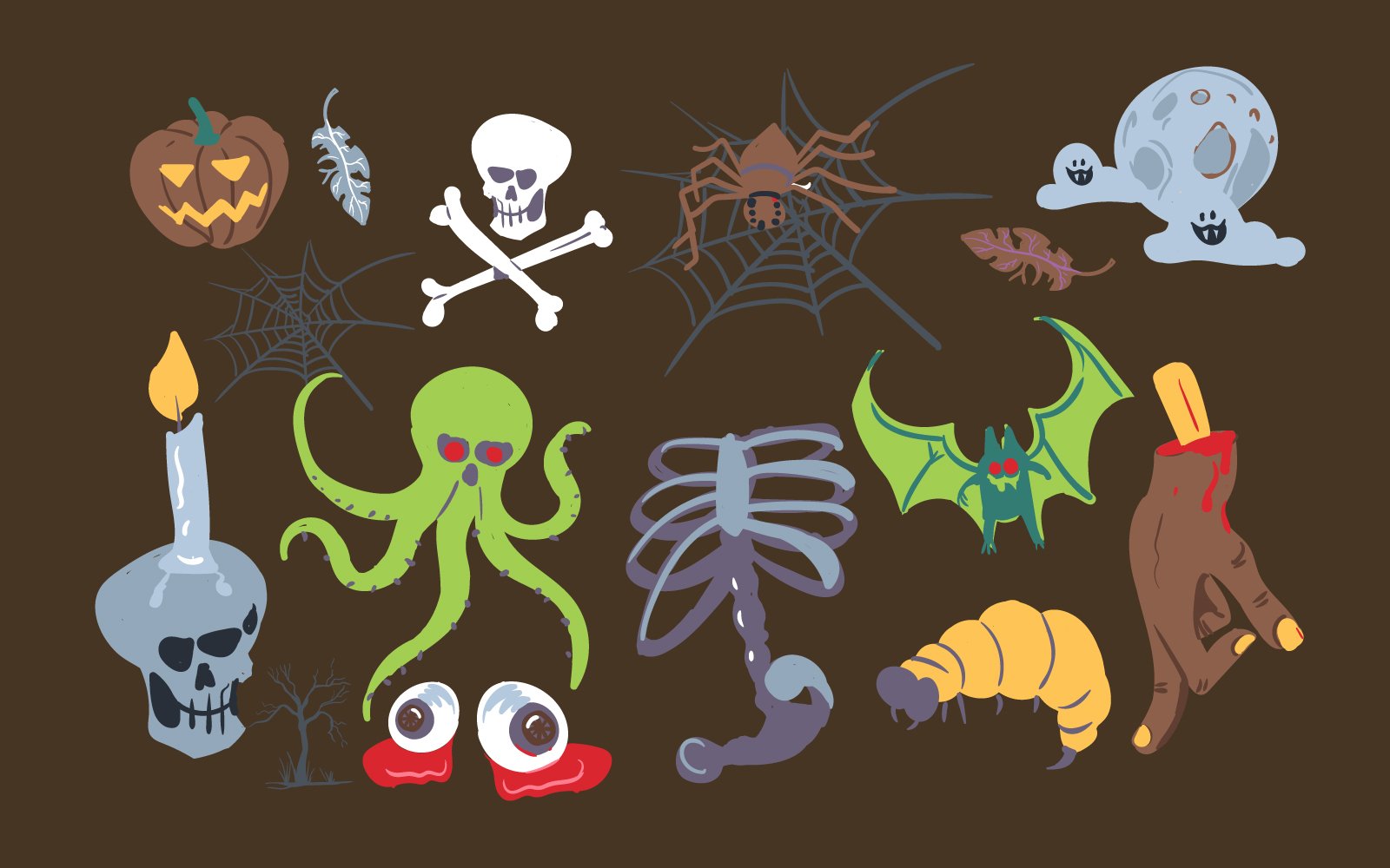 Scary Doodles Illustration Vector Set Design