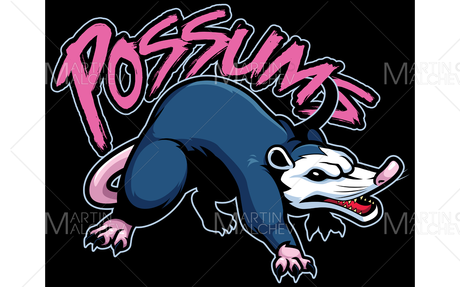 Possum Team Mascot Vector Illustration
