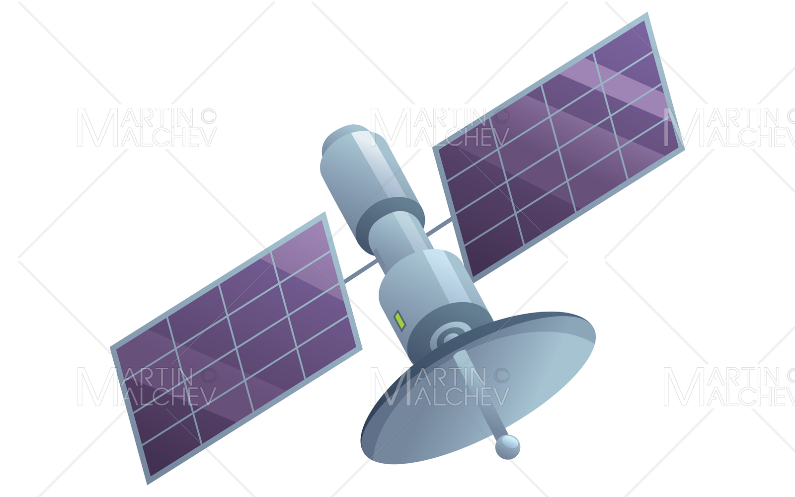 Space Satellite on White Vector Illustration