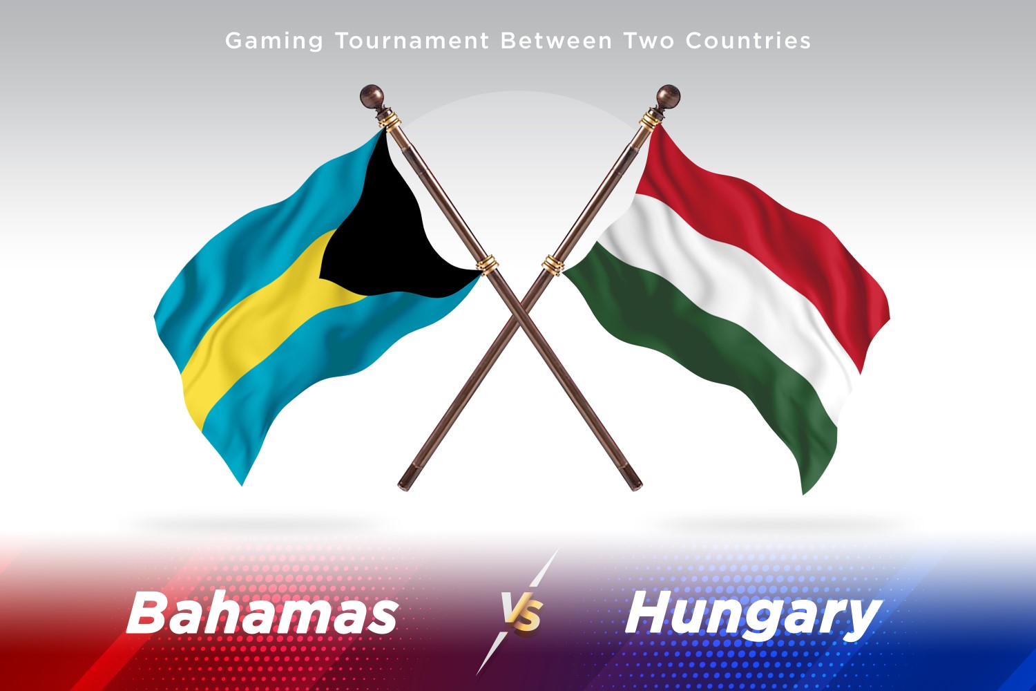 Bahamas versus Hungary Two Flags