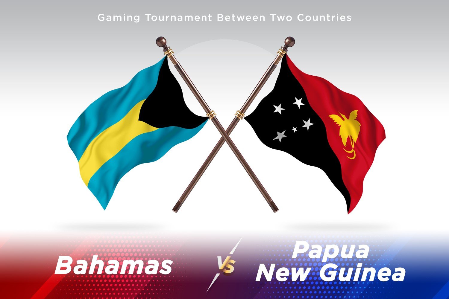 Bahamas versus Papua new guinea Two Flags