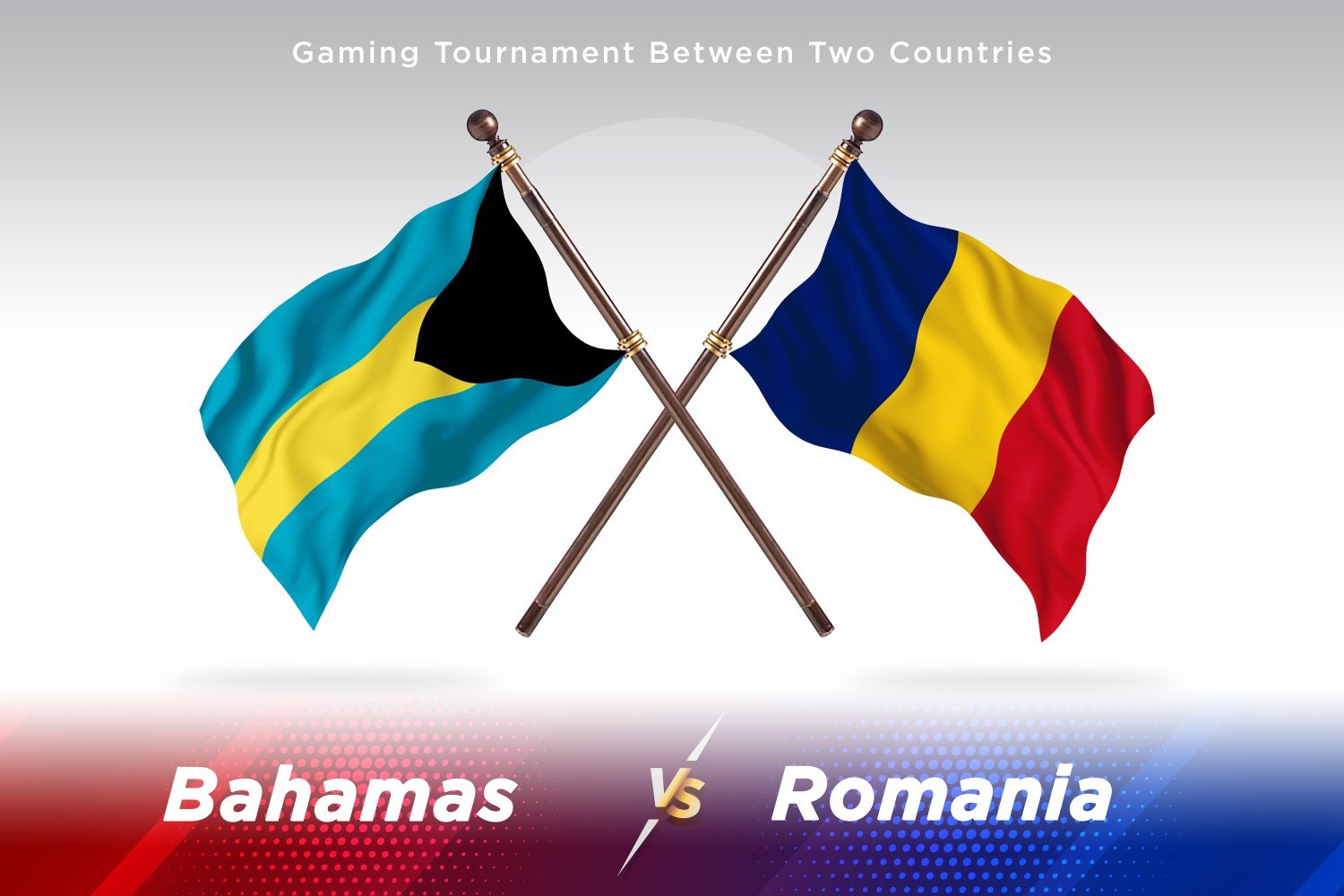 Bahamas versus Romania Two Flags