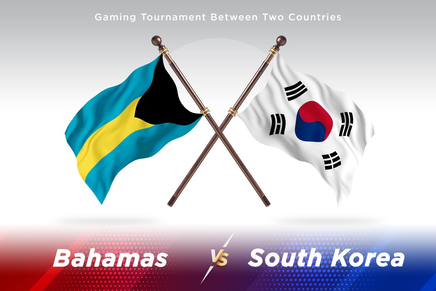 Bahamas versus south Korea Two Flags