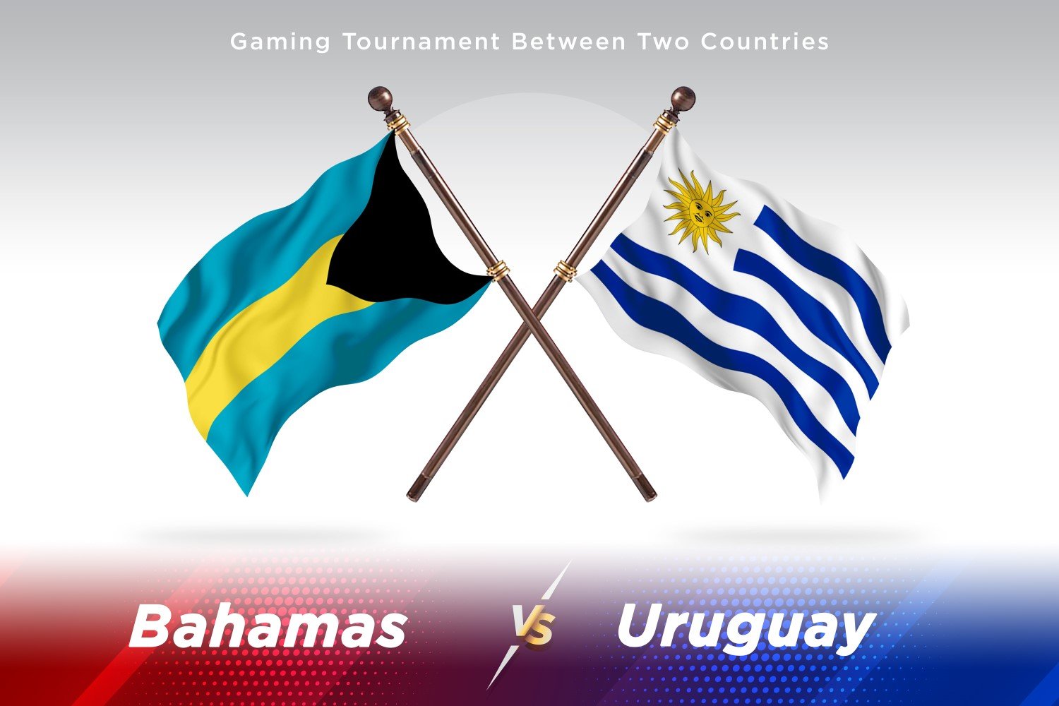 Bahamas versus Uruguay Two Flags