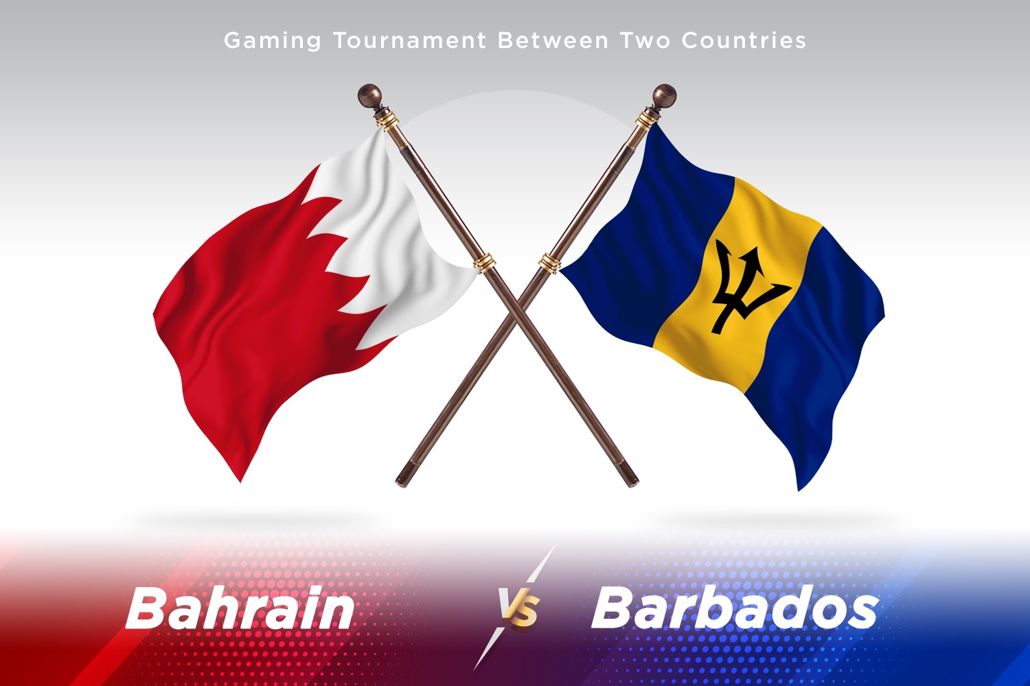 Bahrain versus Barbados Two Flags